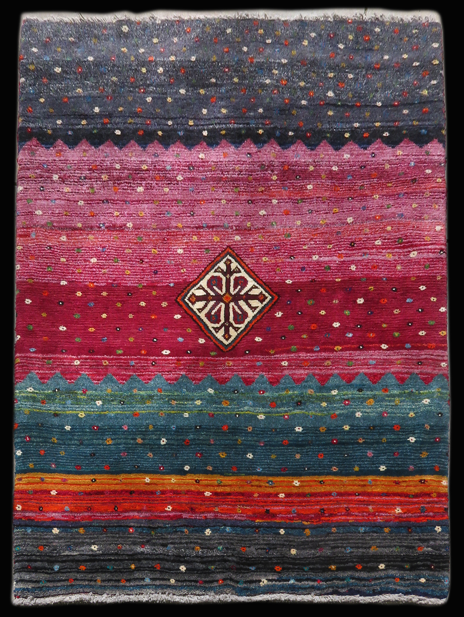 an Authentic Hand Knotted Gabbeh Rug 4'0 x 6'0 Double Knot Gabbeh Design Area Rug with Wool Pile a 4x6 Medium Rug 