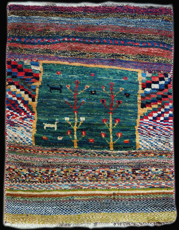 Hand Made Vintage Gabbeh Rug made of fine wool