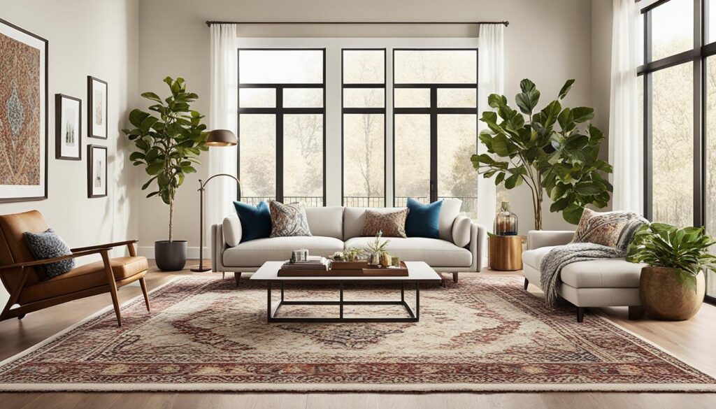 Modern Living Room with Persian Rug